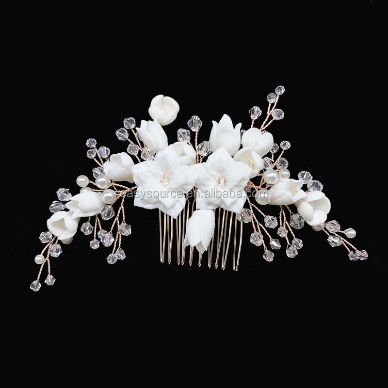 RE3793 Japan wedding hair ornaments White porcelain flower bridal hair comb wedding side hair accessories