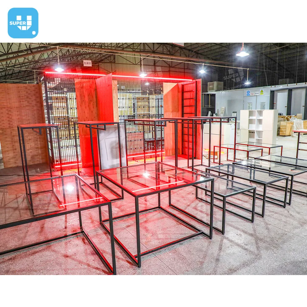 Wholesale Store Fixtures Manufacturer Metal Sportswear Shop Fitting Activewear Shop Nesting Table Custom Sports Display Racks