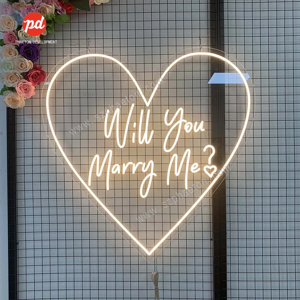 Party Supplies Custom Led Will You Marry Me Neon Sign for Wedding Decorations