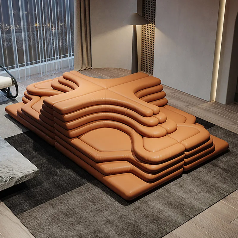 New Design Leather Floor Modular Italian Sofa Set Modern Corner Sitting Couch Bed Luxury Home Sectional Living Room Furniture