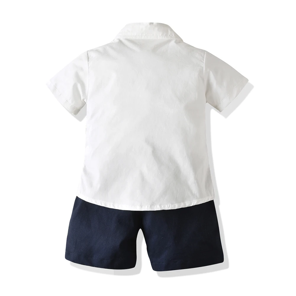 Fashion wedding baby boy dress 2pcs set solid summer boys bow tie suit