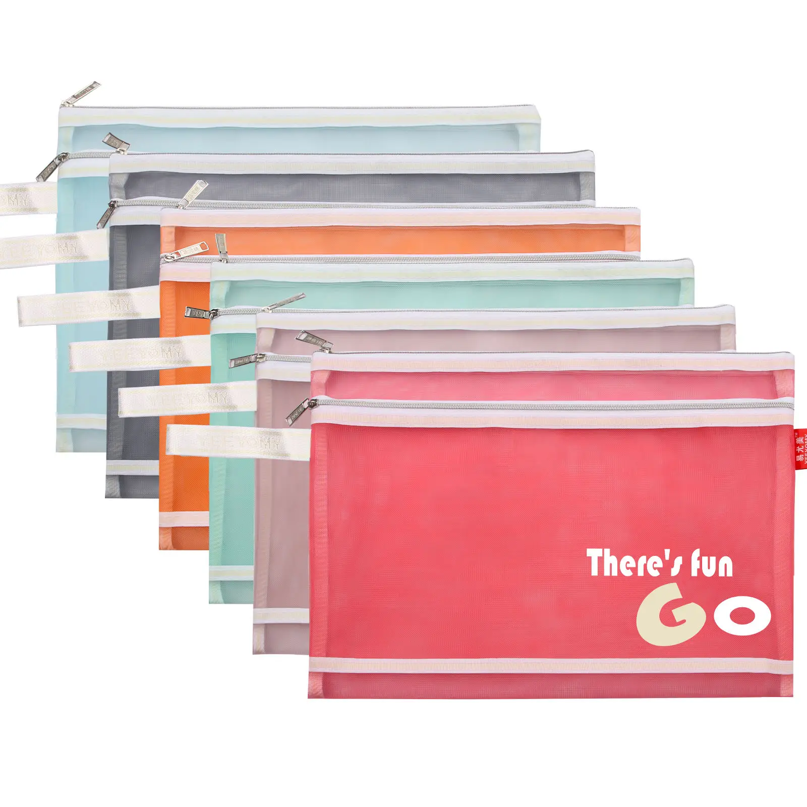 Mesh Zipper Pouch Lightweight Nylon File Folders Document Organizer Cosmetic Bags Accessories Storage for Travel School