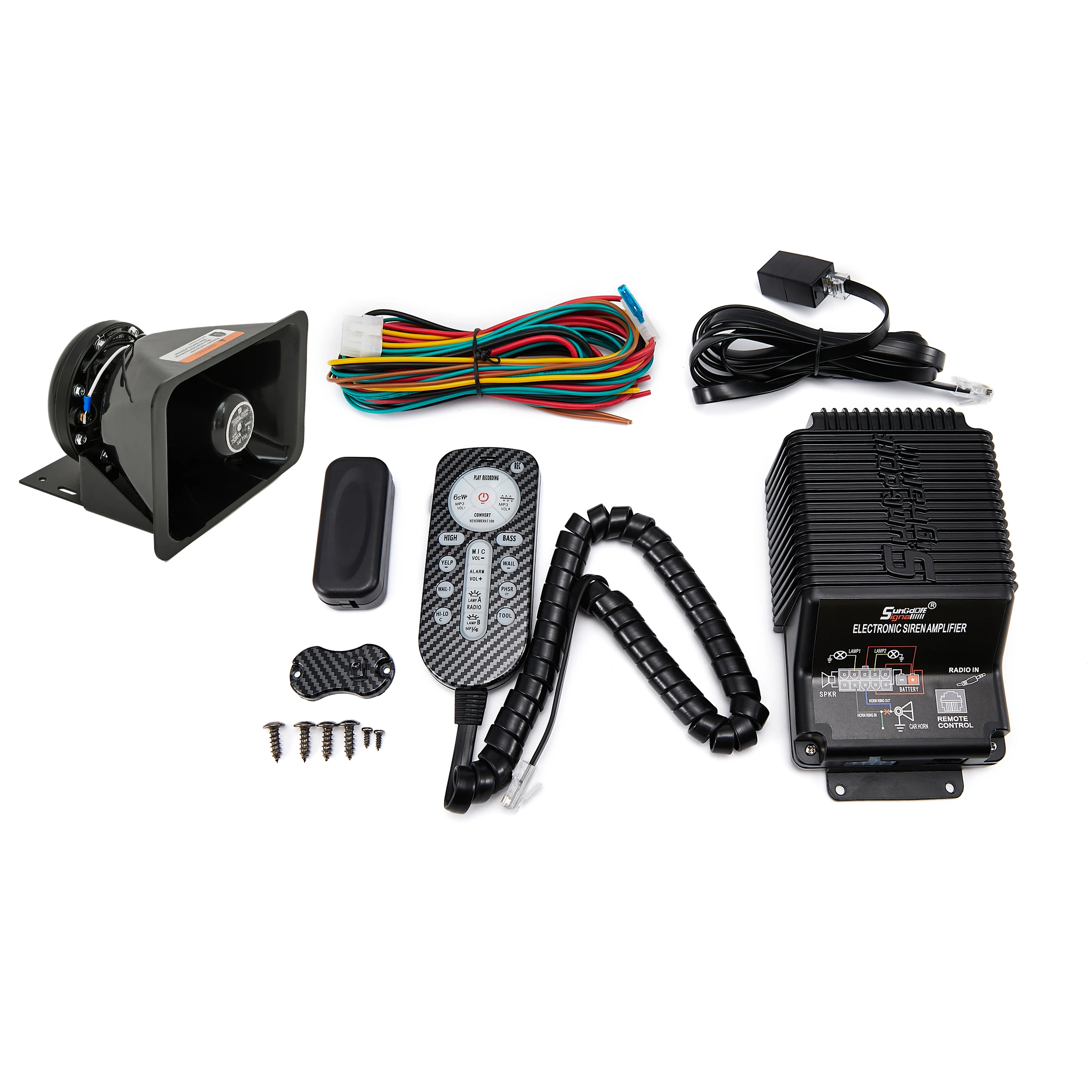 Ambulance Warning Square Siren Horn Amplifier 200W Emergency Universal Vehicle Security siren speaker