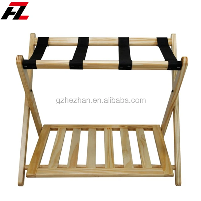 
Contemporary Wood Hotel Baggage Rack Wooden Foldable Luggage Rack Hotel luggage rack GuestRoom with Shelf 