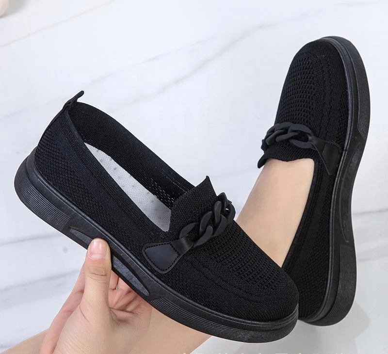 Excellent European Style Fly Knitted  Leisure breathable sports Mesh Lightweight colorful casual woman shoes