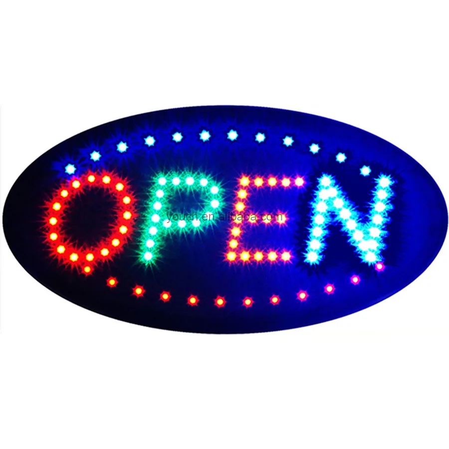 19'x10' inch acrylic oval shaped led OPEN sign led neon signs