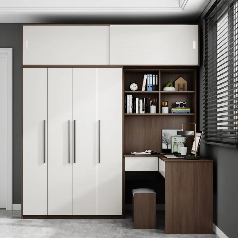 New multifuctinal children & kids Modern combined Wardrobes furniture set with studying desk and book shelf