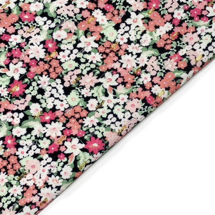 Модная дизайнерская жаккардовая люрексная ткань с цветочным принтом для платья и одежды