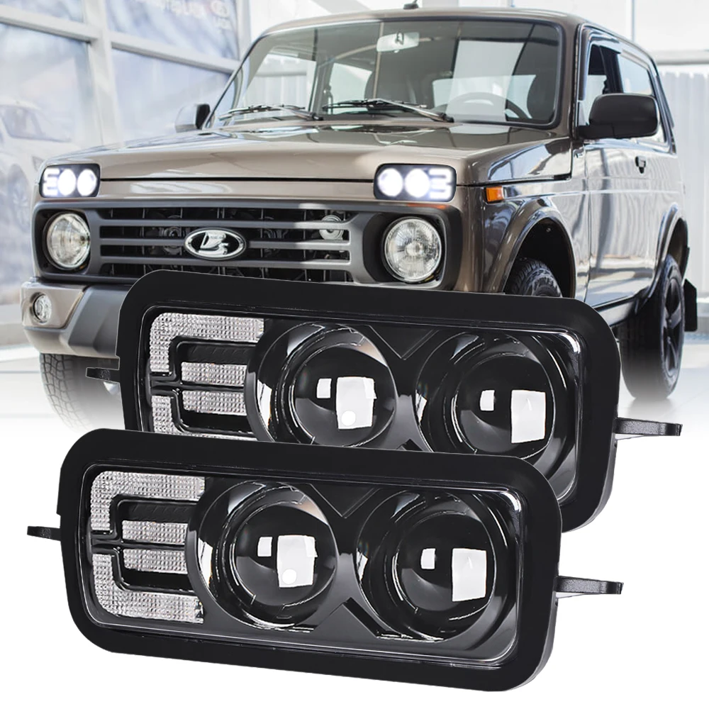 LOYO 4X4 Off Road Fog Lights Russian Version Square Led Light Waterproof Ip 67 100W Driving for Lada Urban Niva
