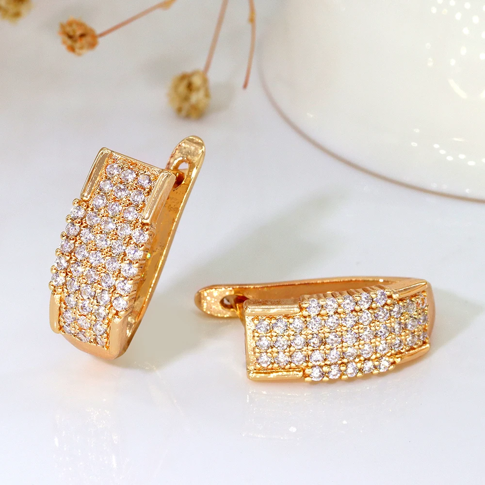 Fashion Jewelry  Brass Bridal English Lock Pakistan Indian Micro Pave Women Zirconia Huggie Hoop Party Earrings