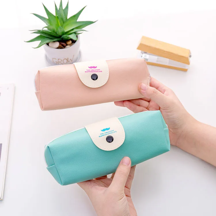 Boys and girls students pink blue portable beard large-capacity pencil bag pencil case travel cosmetic storage bag