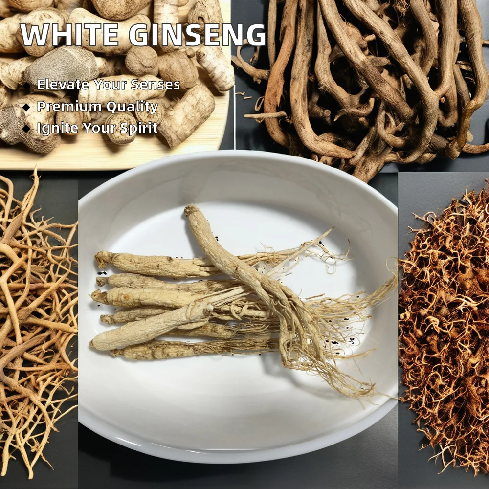 Organic Ren Shen Top Grade Changbai Mountain White Panax Ginseng Root Loose Tea Whole/Slice Raw Processing Bag Bulk Packaging