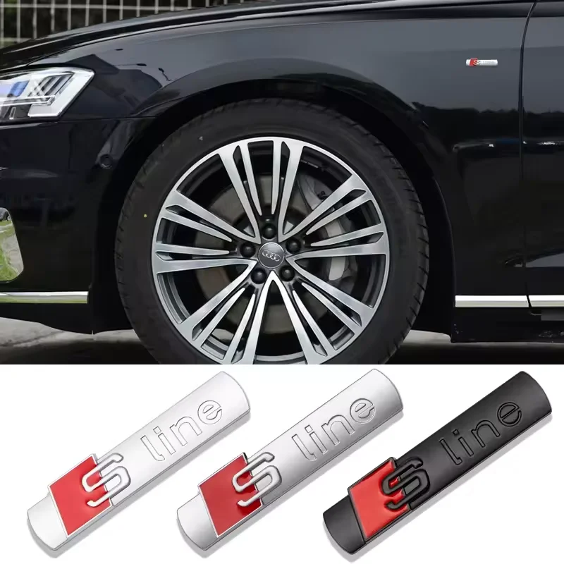 Wholesale 3D Metal Car Chrome S line Sline Sticker Side Logo Car Emblem Badges For Audi A3 A4 A5 A6 A7 A8 Q3 Q5 Q7