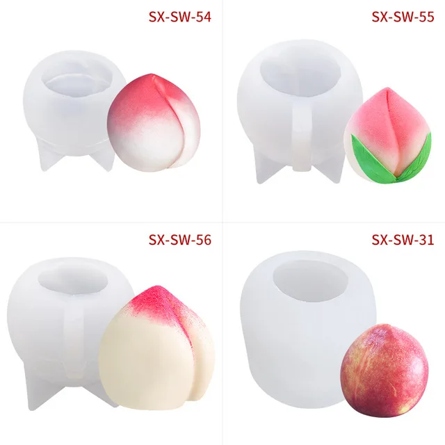 Peach ice cream silicone mold DIY family convenience store peach ice cream popsicle mold  3D peach  Candle moulds