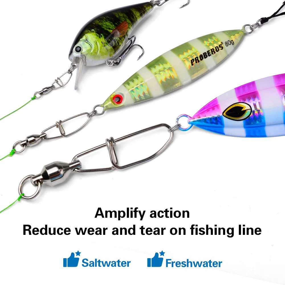 Stainless Steel Fishing Snap Connector 0#-10# Pin Bearing Rolling Swivel Snap Fishing Tackle Accessories