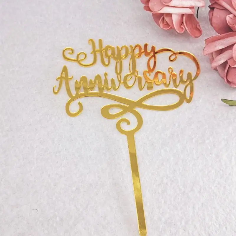 Acrylic Glitter Gold  Cake Topper Acrylic for happy birthday  congratulations Happy Anniversary party decorations
