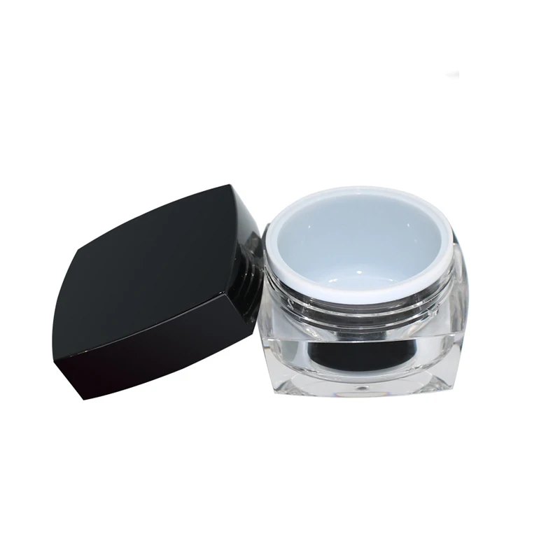 50ML Acrylic Jar Square Shape Body Butter Container Black White Double Layer Cosmetic Eye Cream Powder Lipstick Jars Packaging