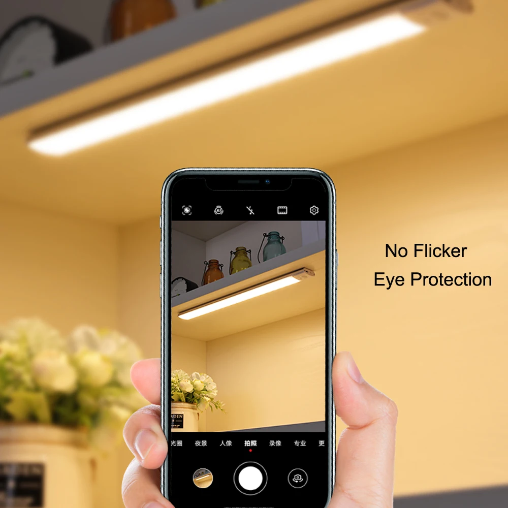 Wireless Ultra-thin Cabinet Under Lamp Rechargeable Intelligent Strip Light Magnetic Motion Sensor LED Light Closet Shelf Stair