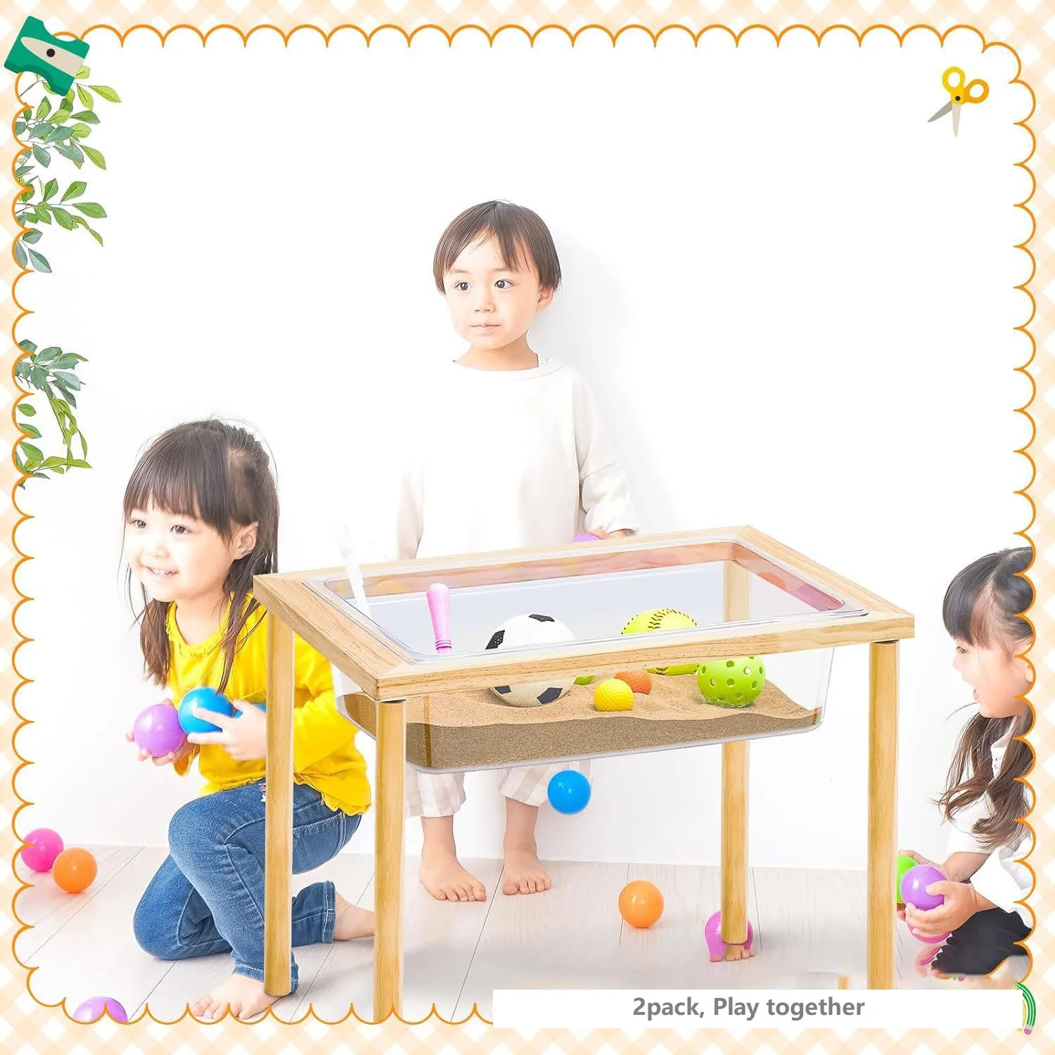 YUCI OEM Sensory Foldable Wood Sand Activity Table Custom Logo Perfect Gift for Kids Toddlers Classroom Preschool Play