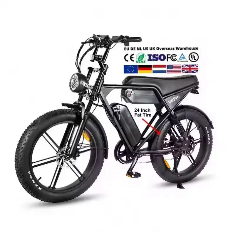 OUXI V8 PRO Electric Bicycle Fat Tire  24INCH Double Battery Shimano 7-Speed  Hydraulic Brake 65KM  EU/US/BR Stock