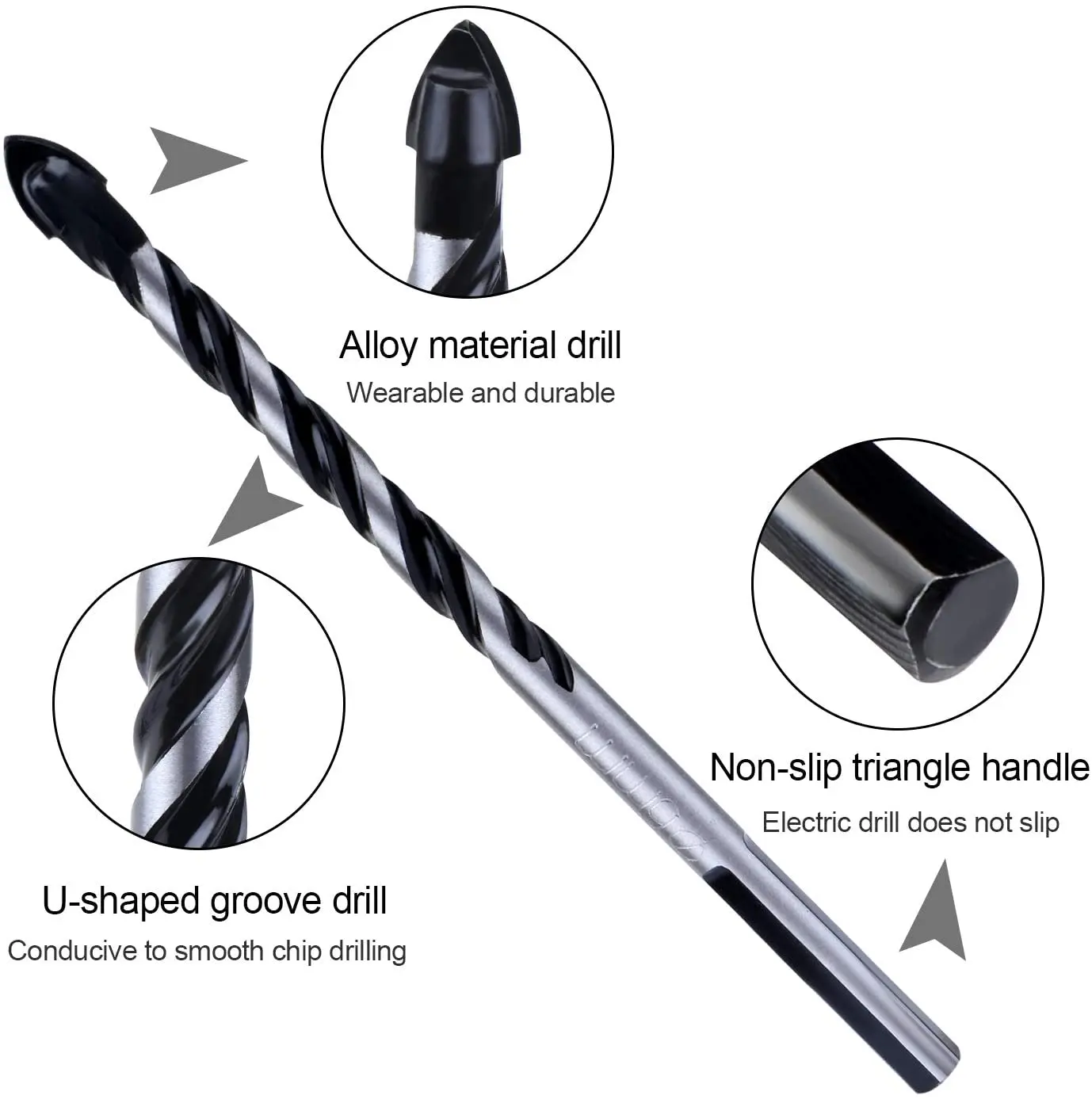 Masonry Drill Bits Set for Tile, Brick, Cement, Concrete, Glass, Plastic, Cinder Block, Wood
