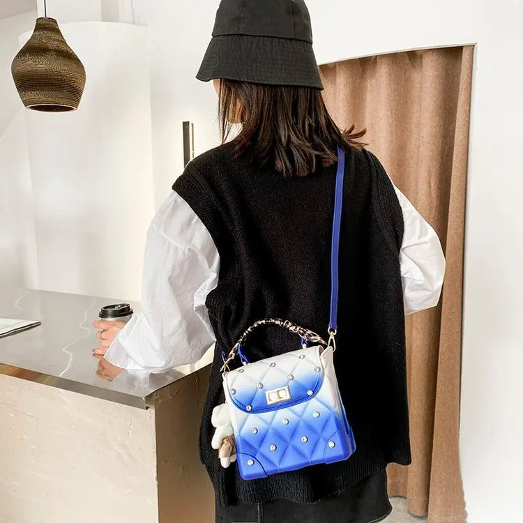 Bolso de mano con cadena роскошний женская сумка через плечо из искусственной кожи Портативный Женский в виде кожаного брелока сумочка маленькая прозрачная с квадратным