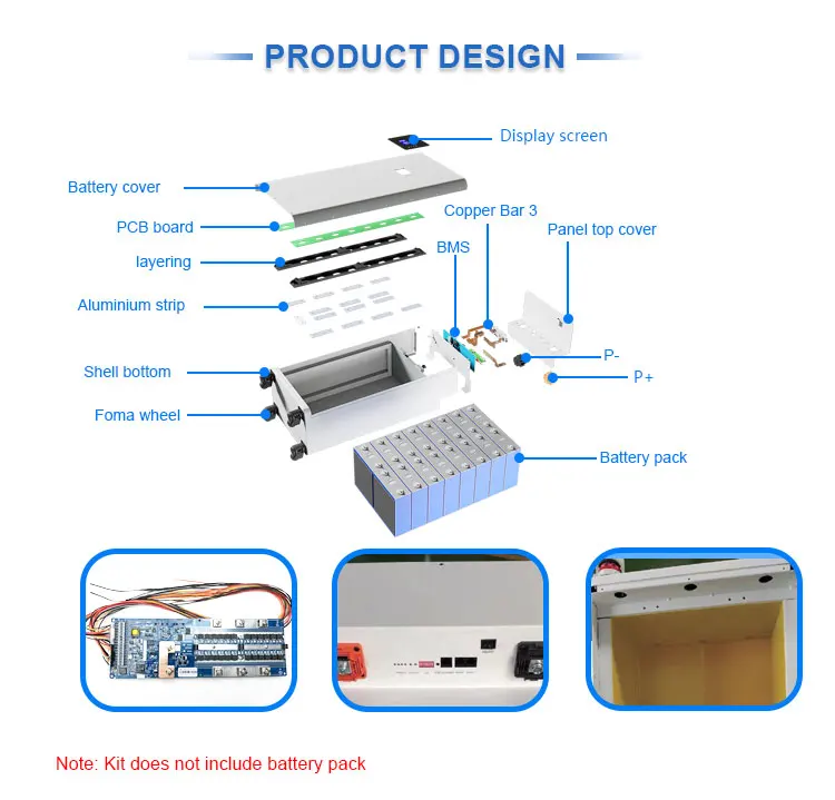 EU STOCK 3.048V diy lithium lifepo4 battery box kit 16S 200A seplos 3.0 2A battery box 280ah 16s case box