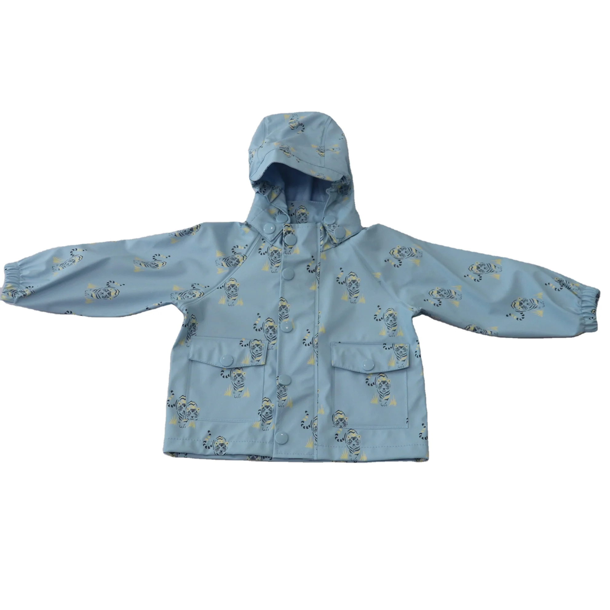 waterproof 100%  polyester printing pu raincoat children