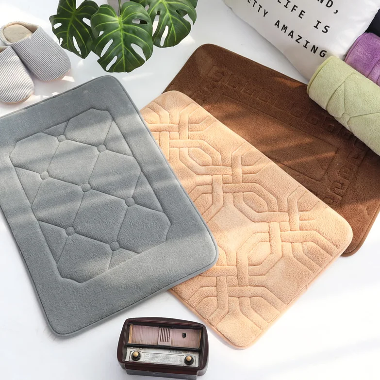 Non slip Coral Velvet Bath Rug Memory Foam Bath Mat