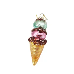 Custom Pink Ice Cream Cone Christmas Ornaments Ice Cream Cone With Sprinkles Food Glass Christmas Ornament