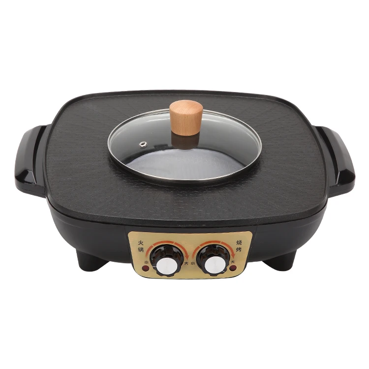 Multifunction household safety 1800w aluminium korean hot pot grill