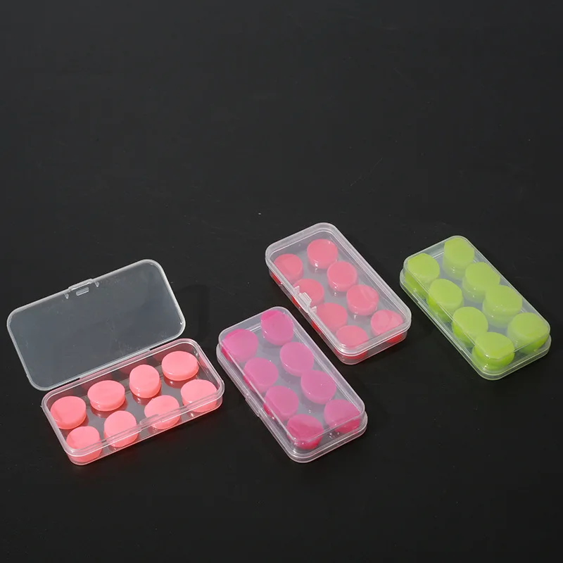 Boxed 8pcs silicone mud earplugs Swimming and bathing waterproof anti-noise wax earplugs Soundproof Foam earplugs