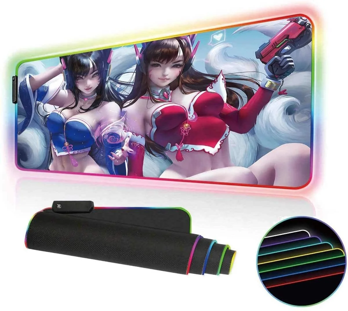 Игровой коврик для мыши со светодиодной подсветкой, очень большой игровой светодиодный коврик для мыши