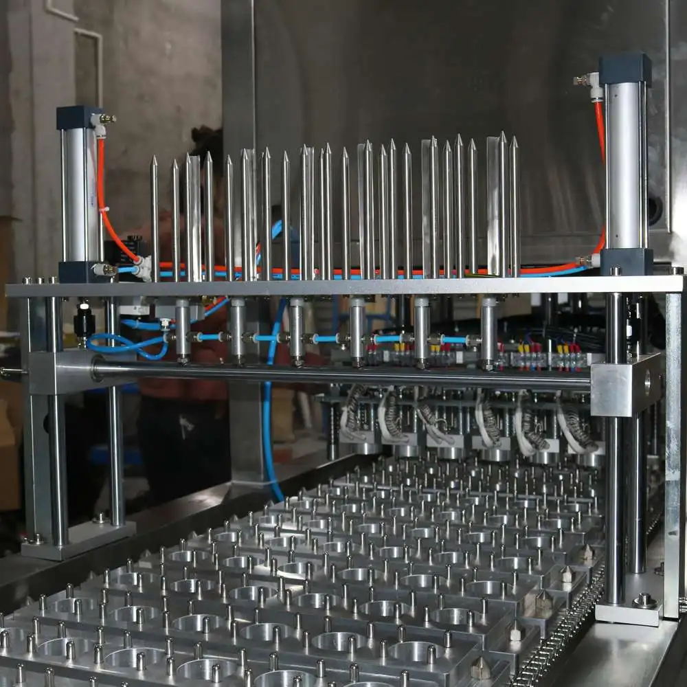 Automatic Continuous Induction Assembly Line Porridge Rice Wine Liquid Food Cup Plastic Jar Container Filling & Sealing Machines