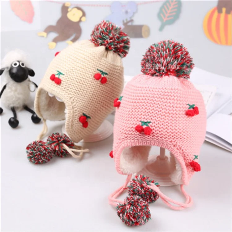 Производители продают Детские вишневые вязаные шапки, детские вязаные теплые шапки