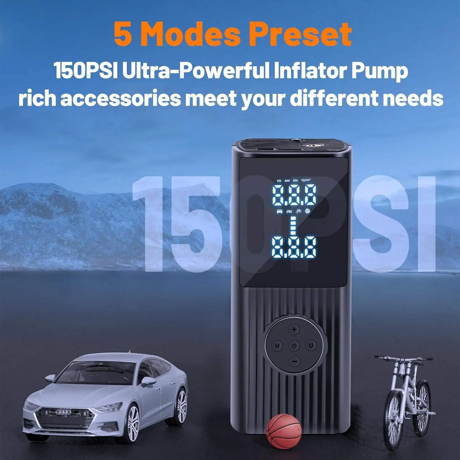 Mini Wireless Air Pump 150PSI 12V Portable Car Air Pump Digital Car Tyre Inflator Electric Air Pump For Bike Scooter