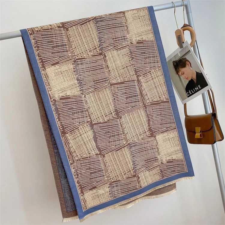 2022 Luxury Plaid Warm Comfort Scarf Faux Cashmere Pashmina Shawl Women