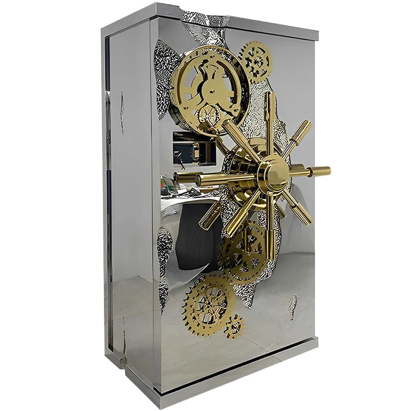 Furnistyle Customized Millionaire Gold Luxury Fireproof Stainless Steel Safes Electronic Locks Home Use Bedroom Safes Direct
