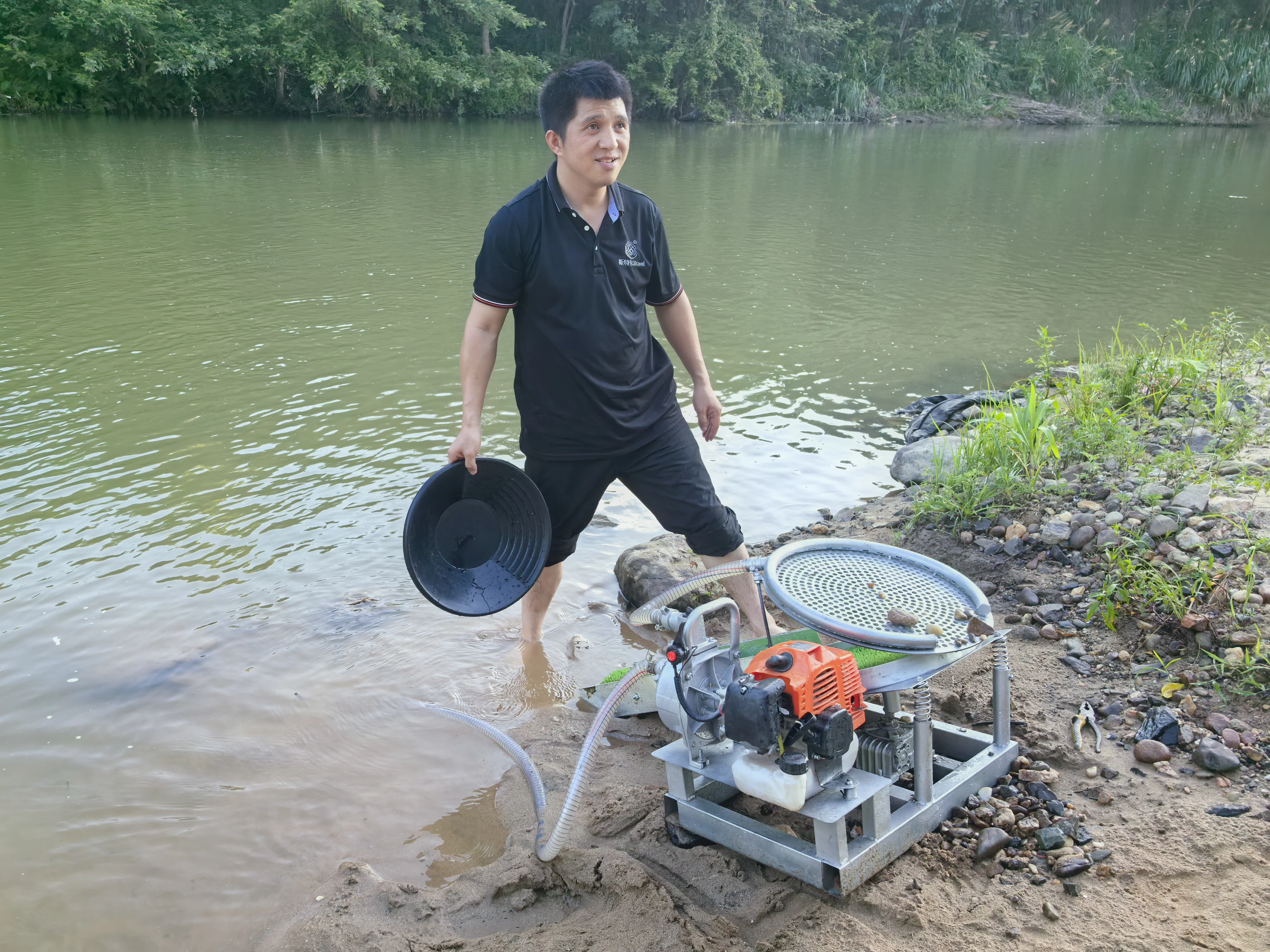 Portable Disc Sluice Box Gold Panning Gasoline Gold Banker Washing Machine Separator Gold River Sand Washing separation 45cm60cm