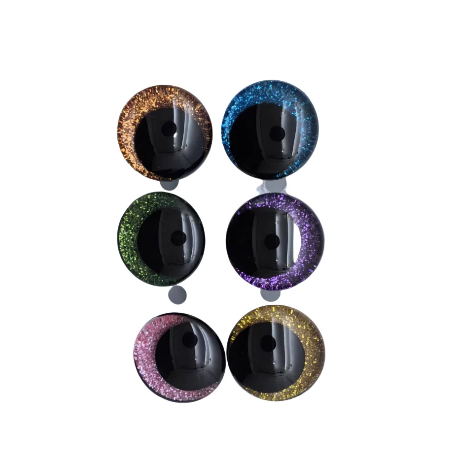 Hot sale 12/14/16/18/20/25/30/35mm Handicraft DIY Plastic Crystal Safety Glitter Off Center Pupil Eyes For Amigurumi