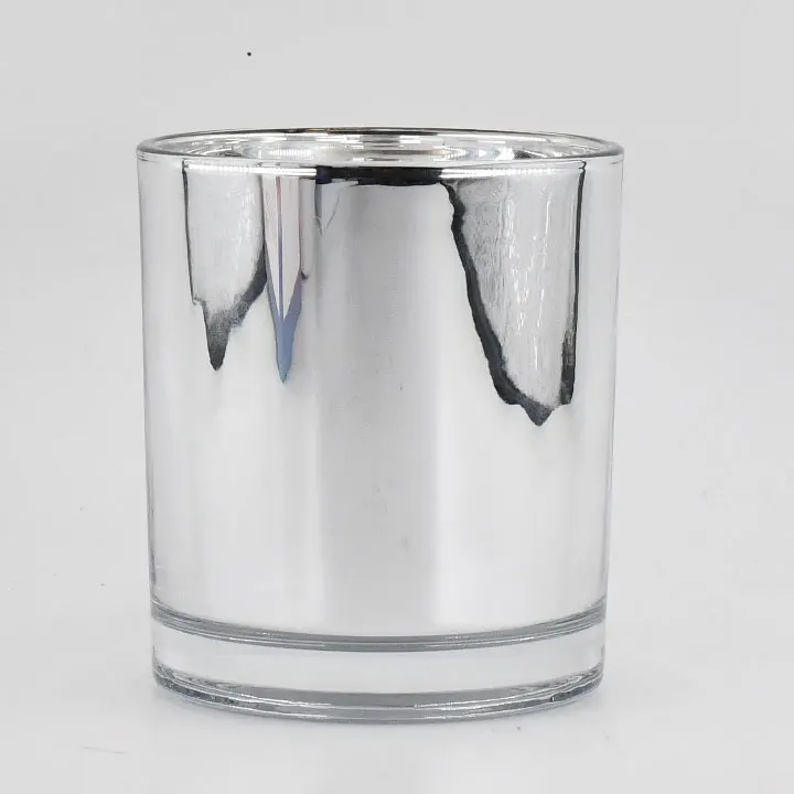 Customized Logo Decorative Elegant Heat Resistant Mercury Blue 14 ounce Wide Mouth Glass Candle Jar