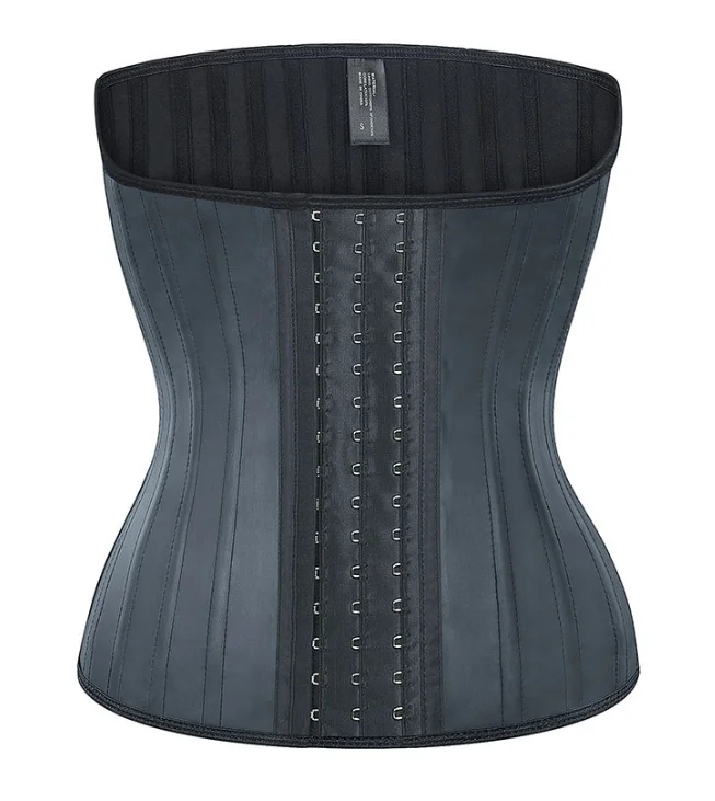 Wholesale New 33 cm Long Torso Waist Trimmer Women Slimming Shaper 3 Hooks Hot Sweat Corset 25 Steel Bone Latex Waist Trainer