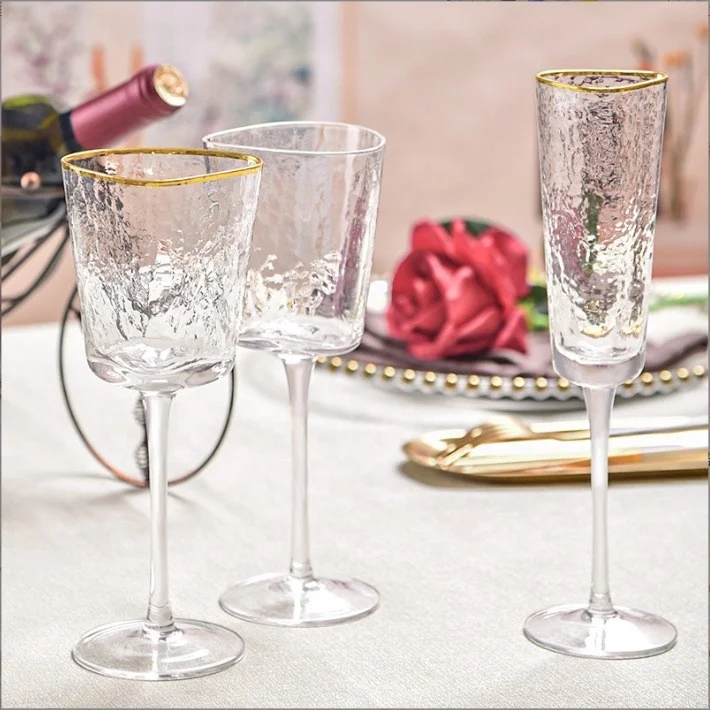 Wedding Luxury  Crystal   Wine Glass For Factory Wholesale Goblet Wine Glass With Golden Rim