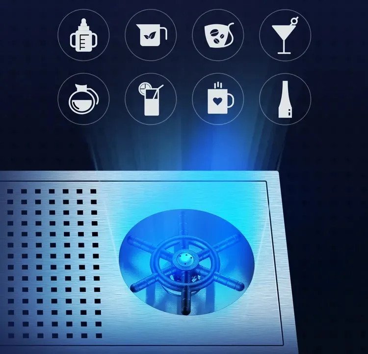 New design Hot Metal Stainless steel 304 Cup Rinser High Pressure Automatic Glass Bottle Rinser for Kitchen Sink