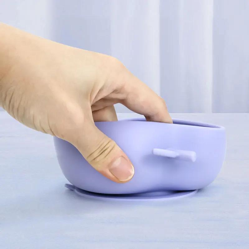 Food grade baby silicone large capacity bowl with suction non slip solid color kids feeding bowl