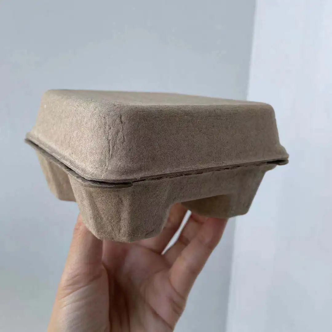 Custom molded pulp clamshell  paper box for small items biodegradable packaging box of recycled paper