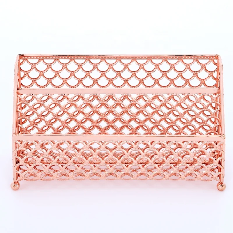 Desk Mail Organizer Small File Holders Rose Gloden Letter Metal Mesh A4 A5 Document for