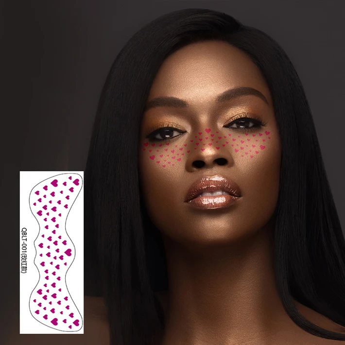 Customizable Temporary Body Fashionable Paper glitter freckles face tattoo Disposable Temporary Tattoos Inspired henna Model