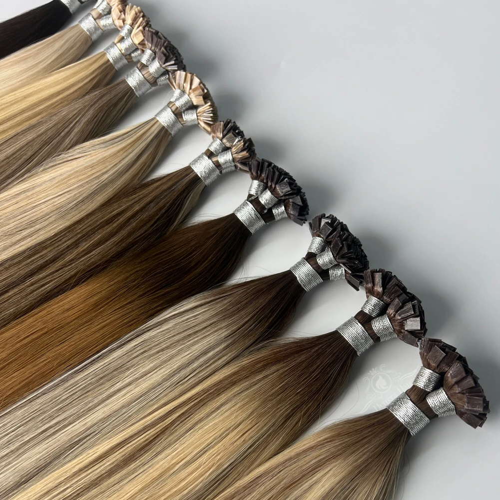 Ombre K Tip предварительно скрепленные кератиновые накладные волосы с плоским наконечником русские расширенные Кабельные натуральные человеческие для