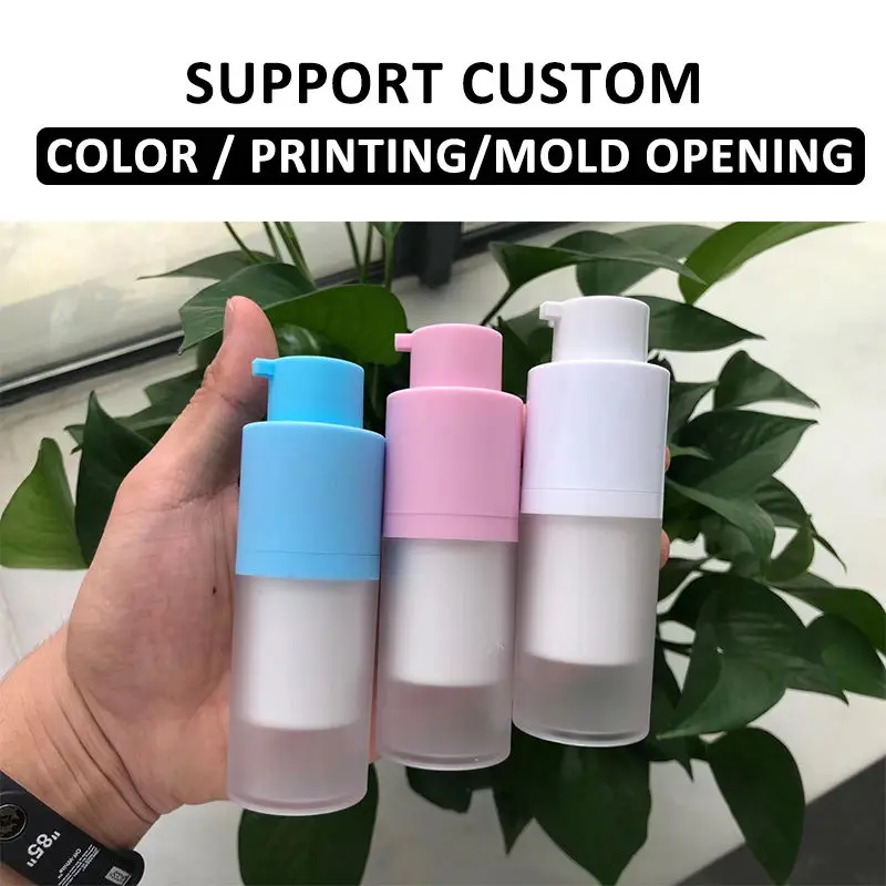 cosmetic luxury pp airless pump bottle 15ml 30ml 50ml white double wall airless serum bottle with frosted refillable bottle